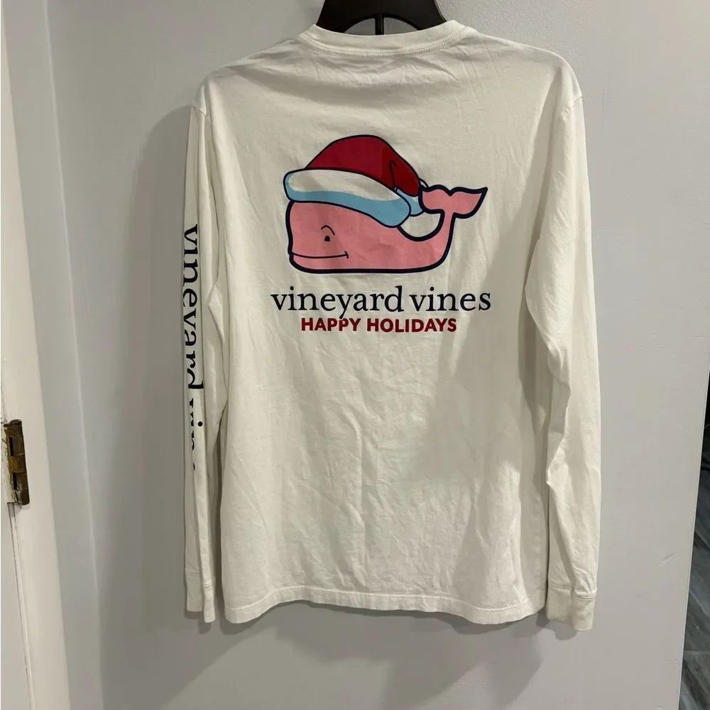 Vineyard Vines Festive Whale Long Sleeve - White and Pink